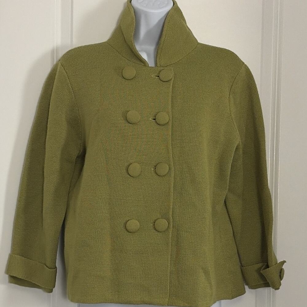 Kate Hill Short Chartreuse Sweater Jacket Size M